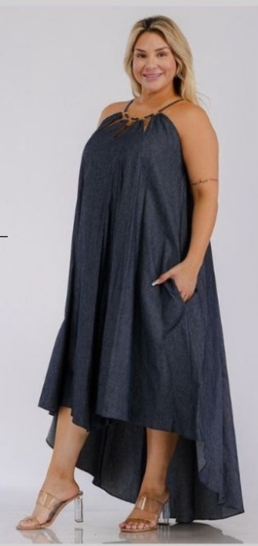 Jasmine Blue Denim High/Low Dress