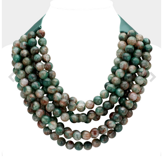 Chunky Acrylic Beaded Multi Layered Leather Magnetic Necklace