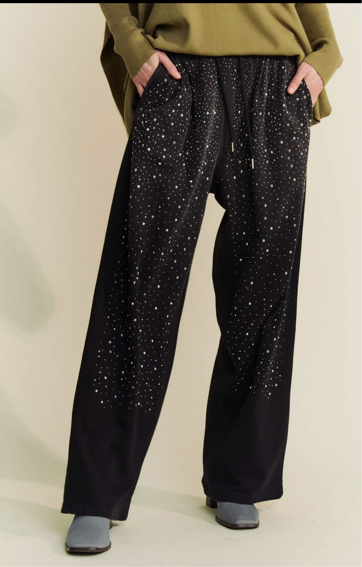 Rhinestone Wide Leg Pants w/ Pizazz