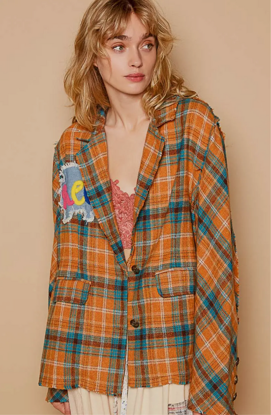 Patch Detail Plaid Blazer