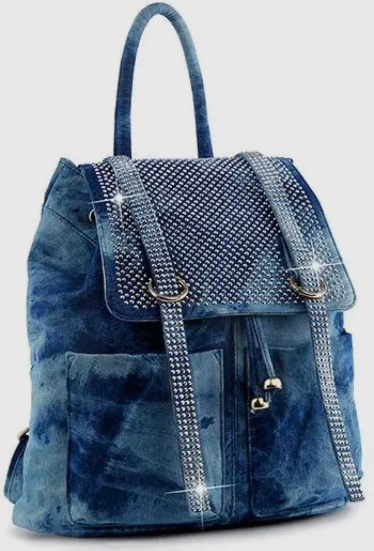 Denim Rhinestone Backpack