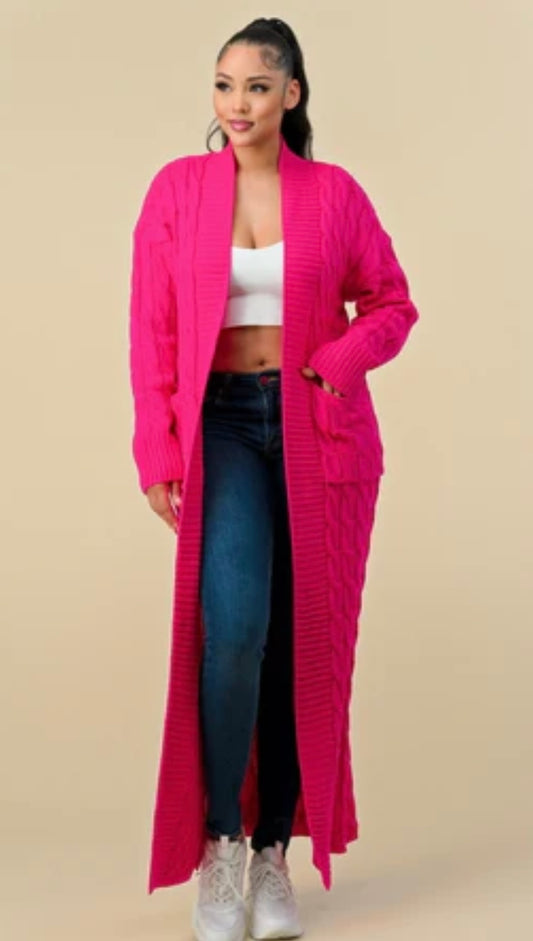 Marybelle Cardigan Oversized fit (You can size down)_Fuchsia