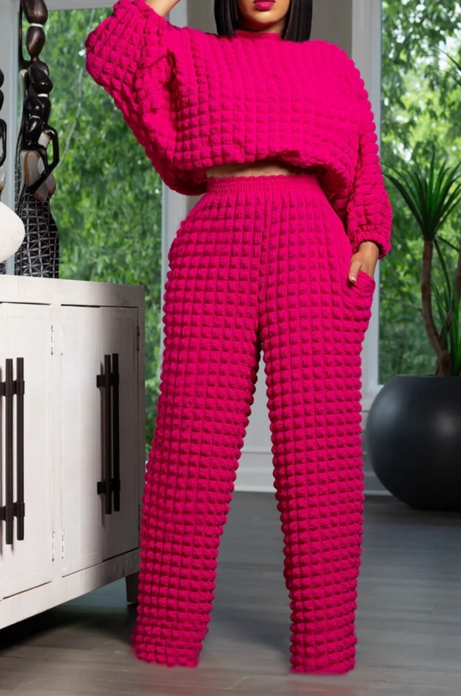 My Bubble 2pc Pant Set_Fuschia