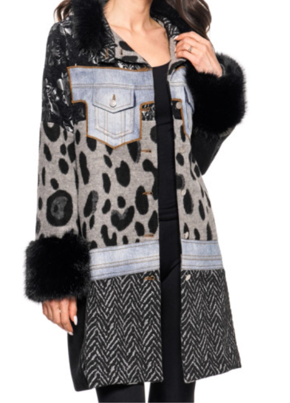 Adore Me Mixed Media Coat