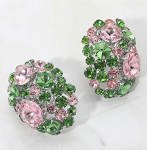 Oversized Rhinestone Cluster Clip On Earrings