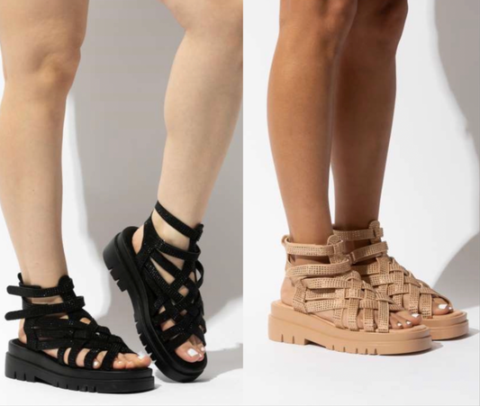 Rose Gold Strappy Flat Sandal