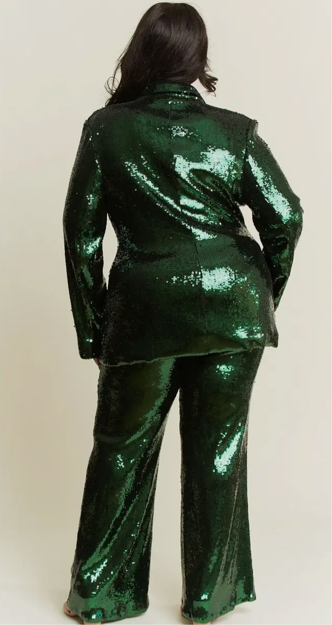 Sparkly Sequins 2Pc Pant Suit_Emerald Green or Gold