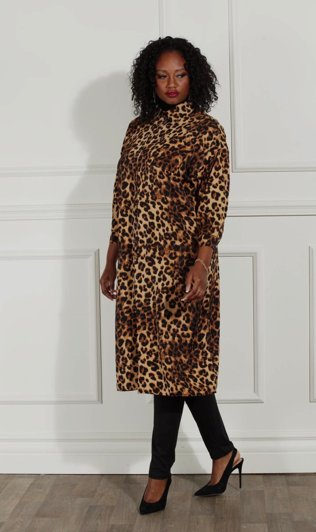 Highest Standard Leopard Duster Coat Dress