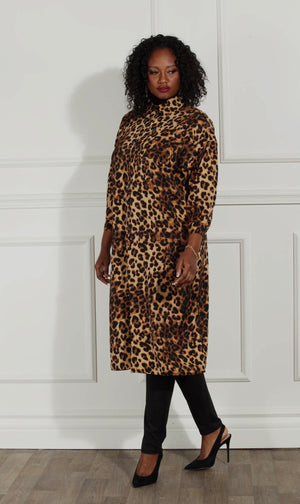 Highest Standard Leopard Duster Coat Dress