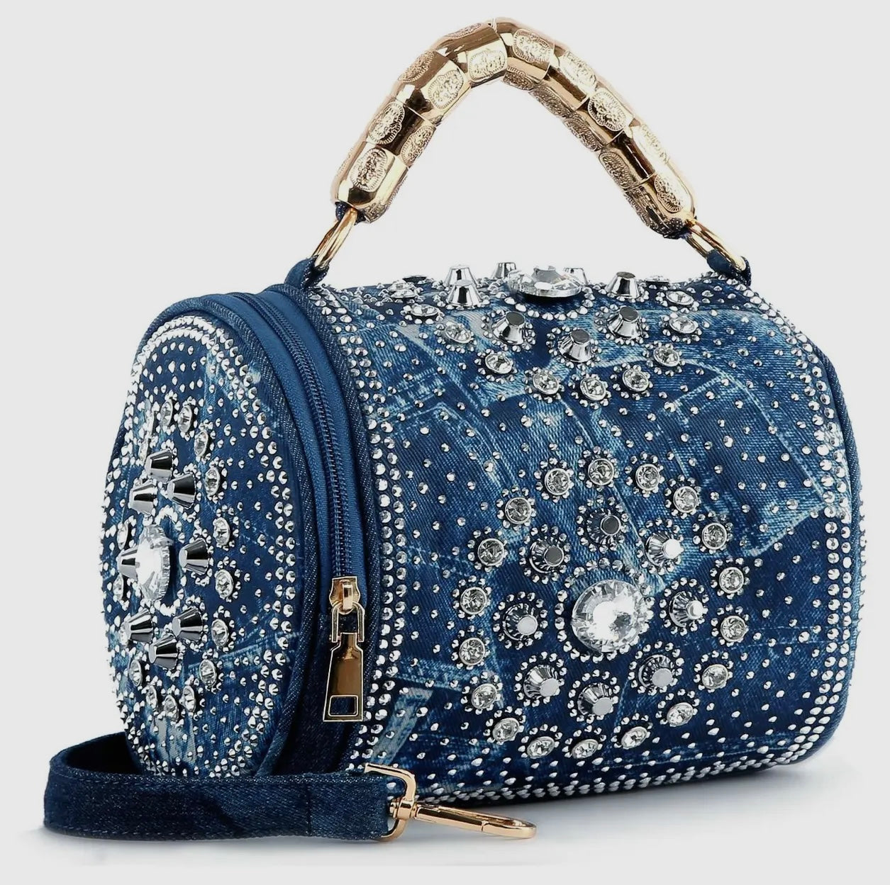 Jana Denim & Crystal Stone Handbag