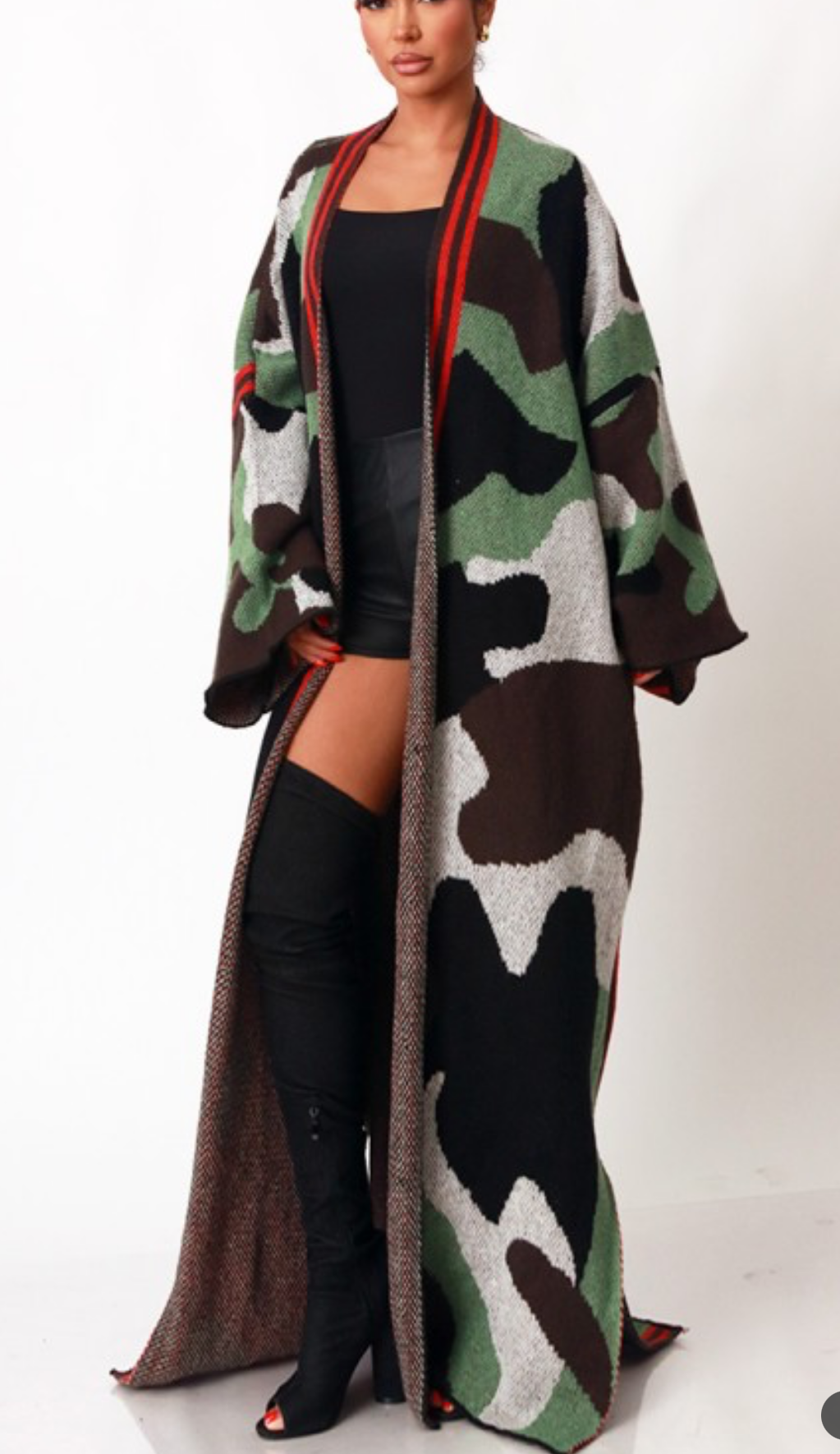 CAMO CHIC WOOL CARDIGAN DUSTER