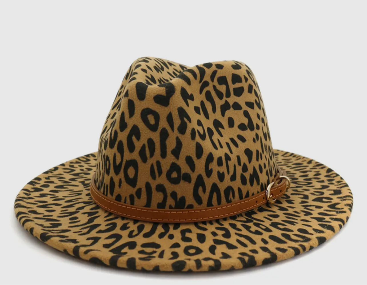 Camel Leopard Fedora Hat