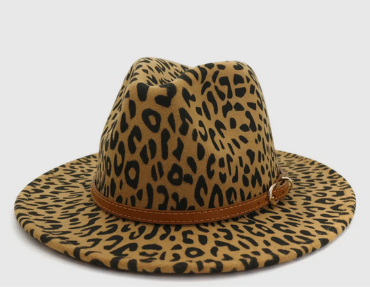 Camel Leopard Fedora Hat