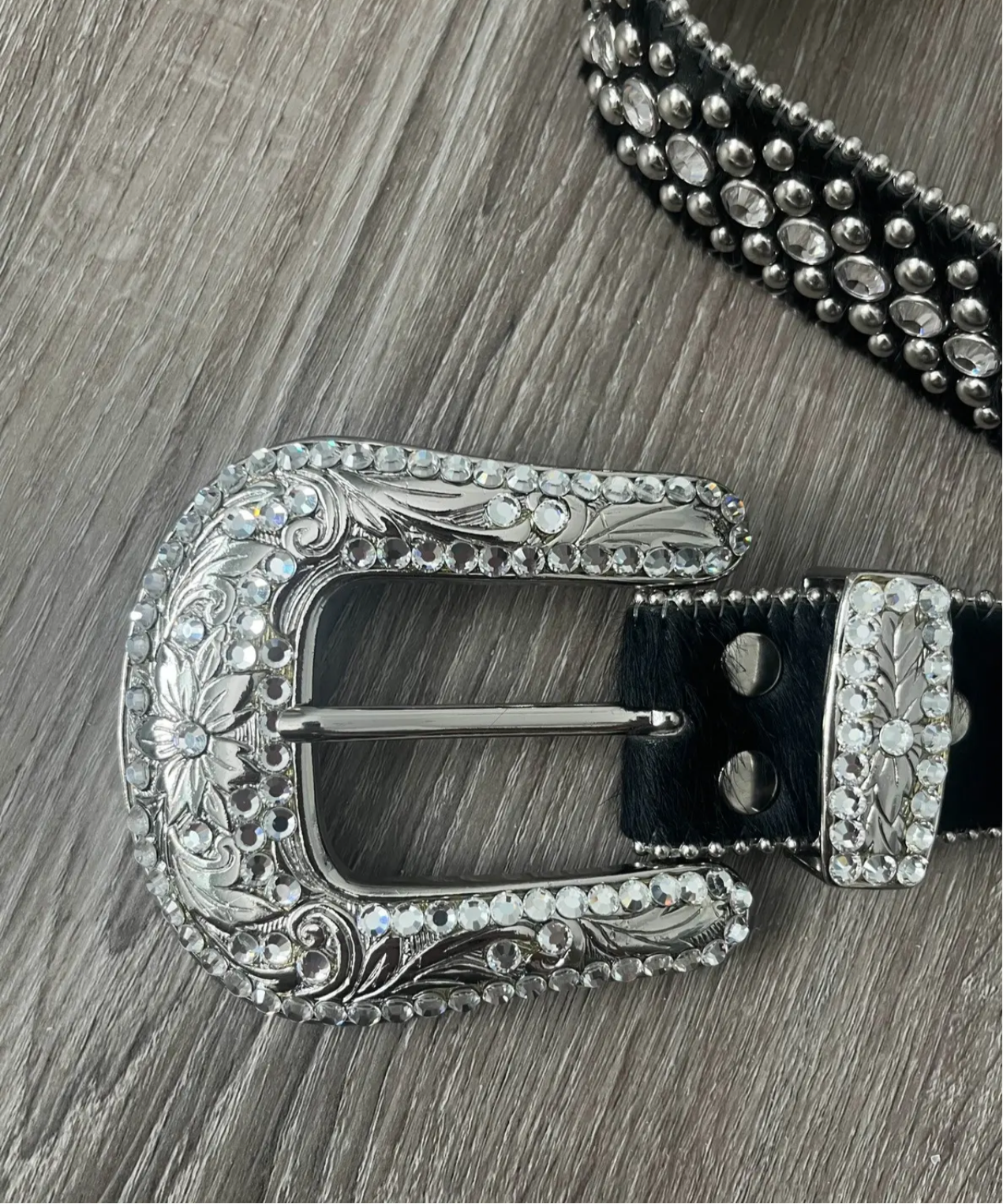 Blazing Hot Black Rhinestone Buckle Belt