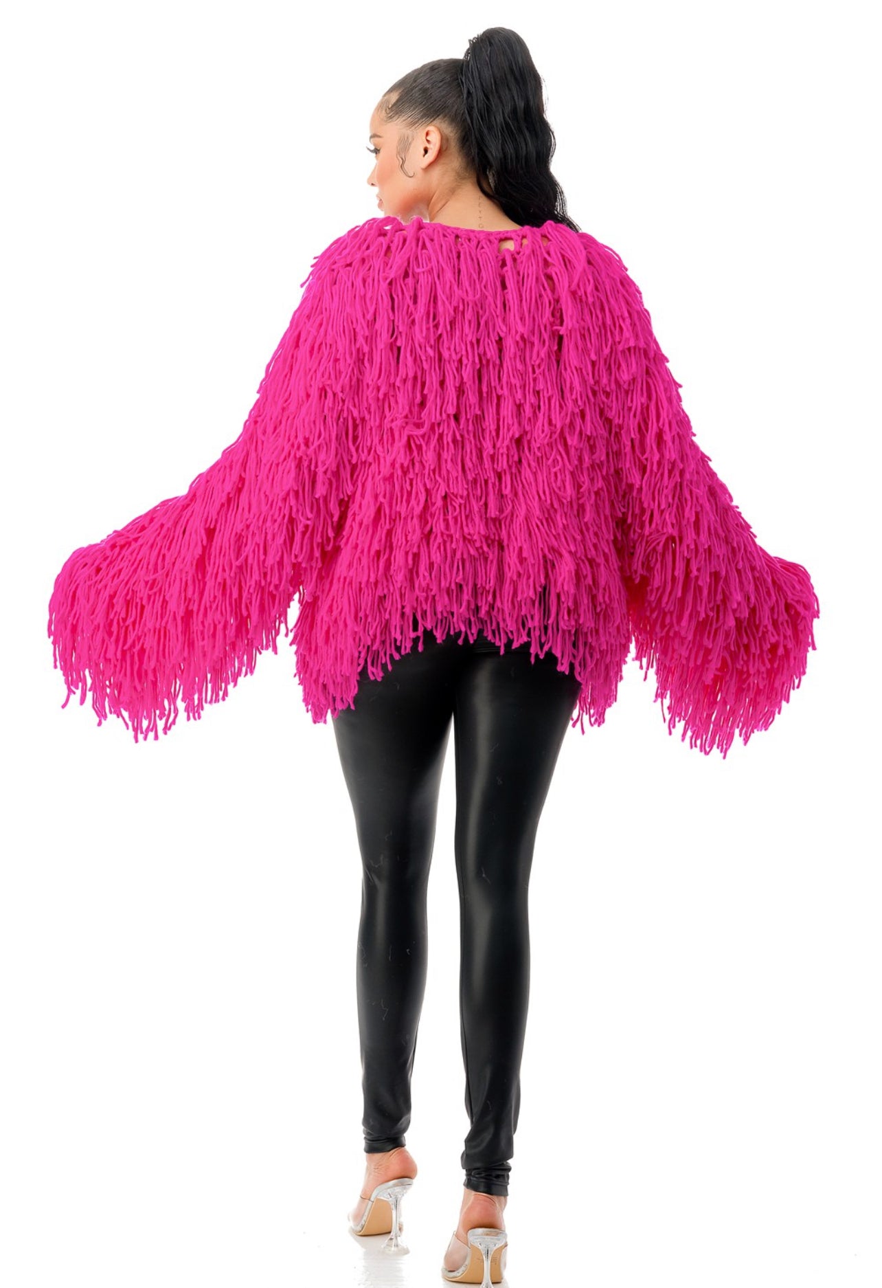 Short Flirty & Fabulous Fringe Cardigan_Pink