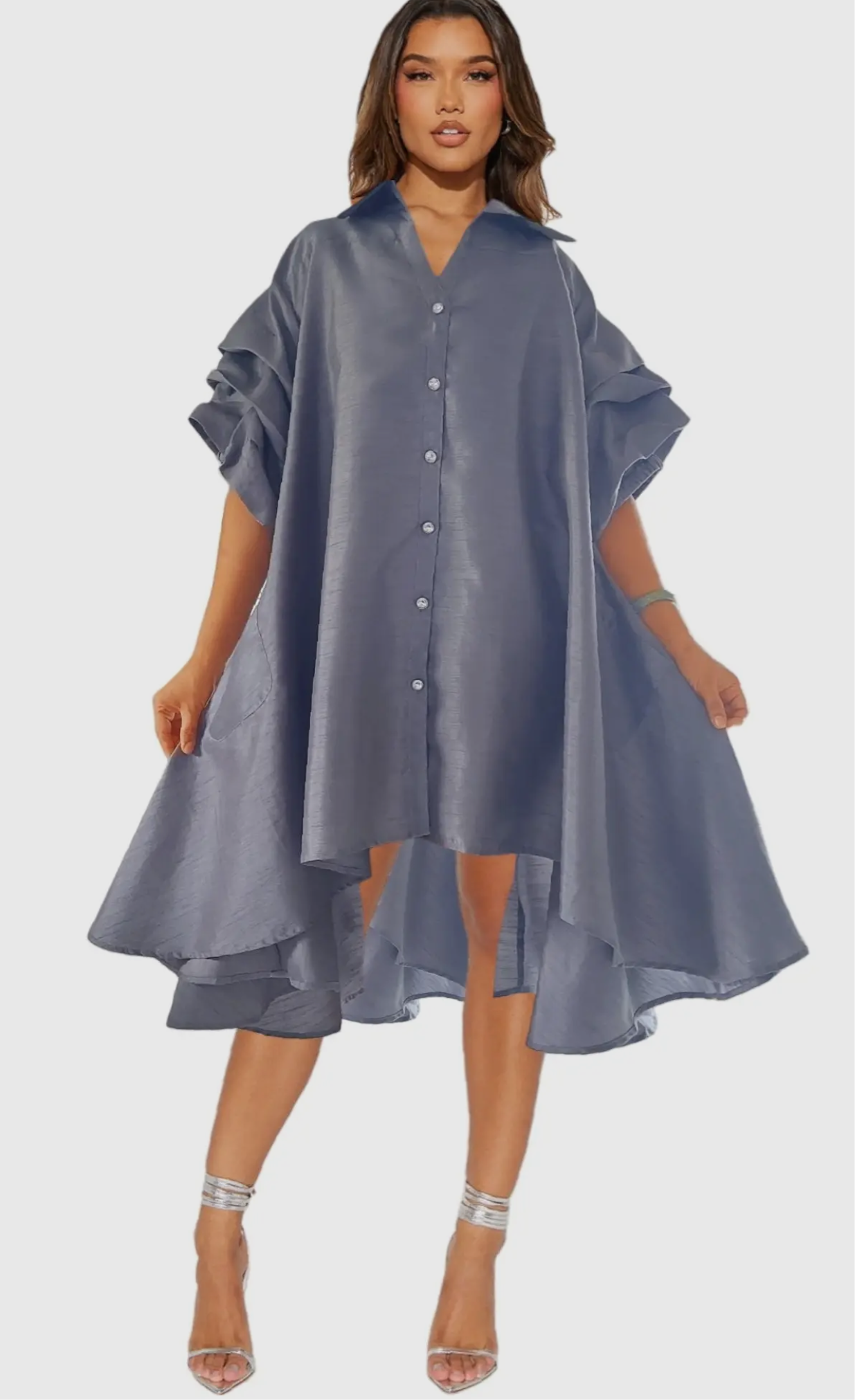Fancy Swing Shirt Dress _Gray