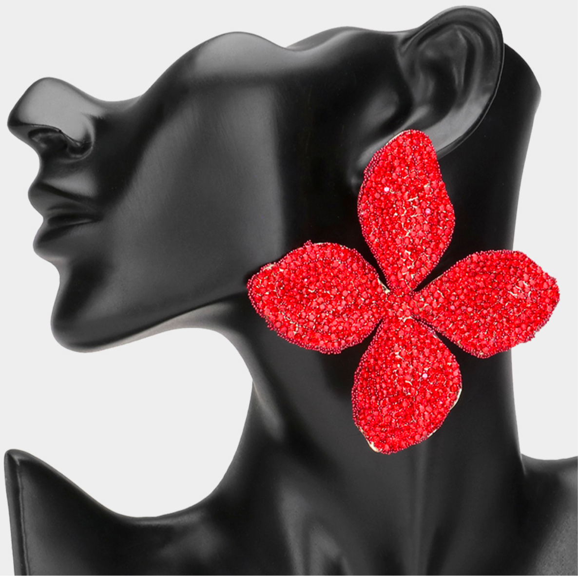 Oversized Bling Studded Flower Earrings