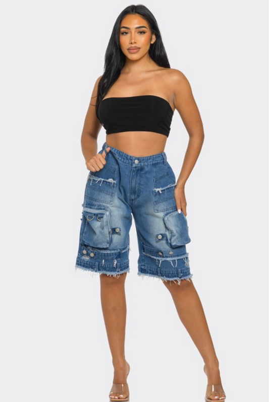 Girlfriend Utility-Chic  Cargo Shorts