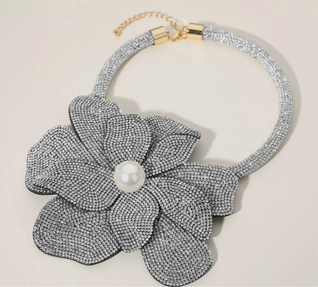 Bling Oversized Flower Necklace