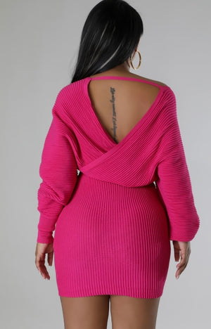 See You Sweater Dress _Fuchsia (Ships Out 9/26)
