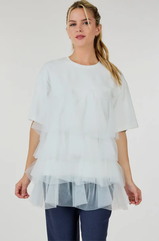 TEANNA TIERED RUFFLE TOP