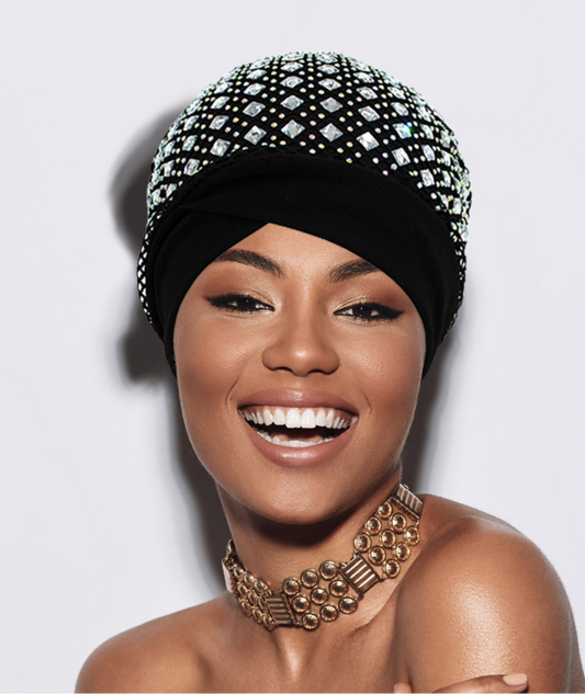 Diamond Stone Bling Studded Turban Hat