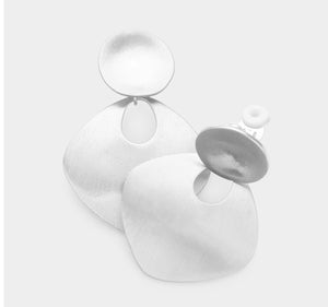 Silver Geometric Metal Clip on Earrings