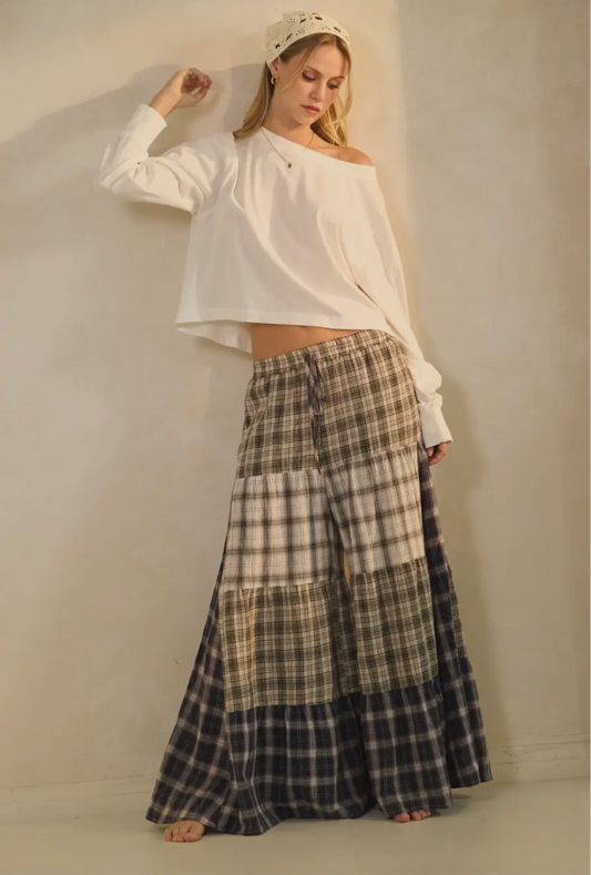 Bugle Boy Wide Leg Plaid Pants