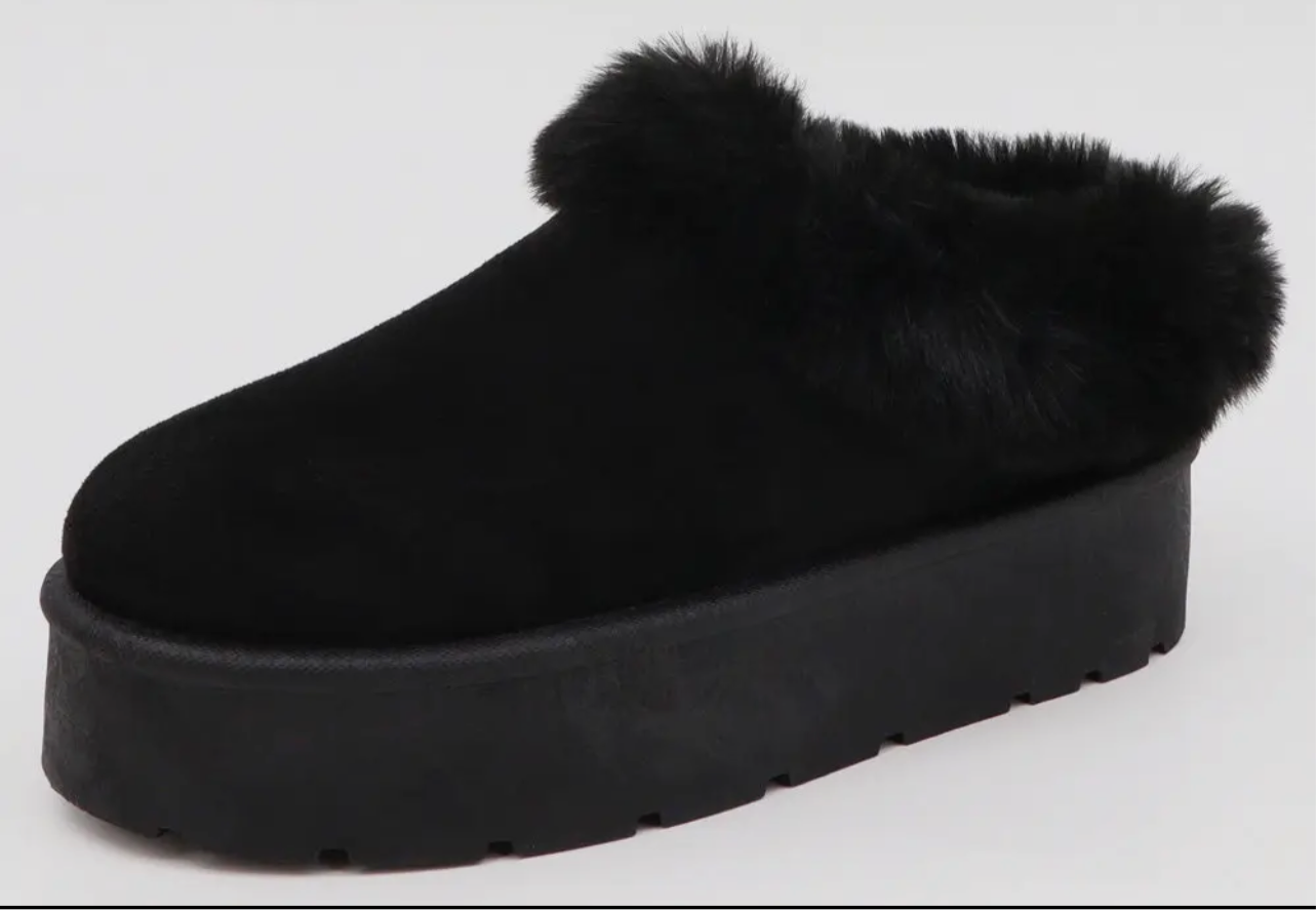 Casual Suede Slipper Black