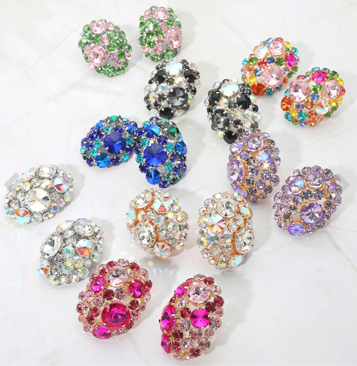 Oversized Rhinestone Cluster Clip On Earrings