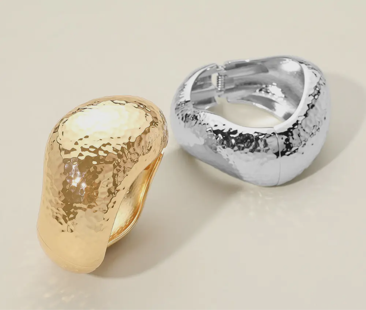 Chunky Metal Wavy Hinged Bracelet