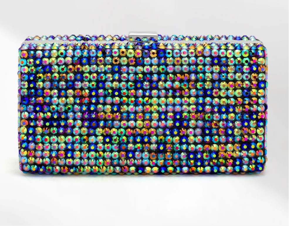 Studded Bling Rectangle Clutch / Crossbody Bag