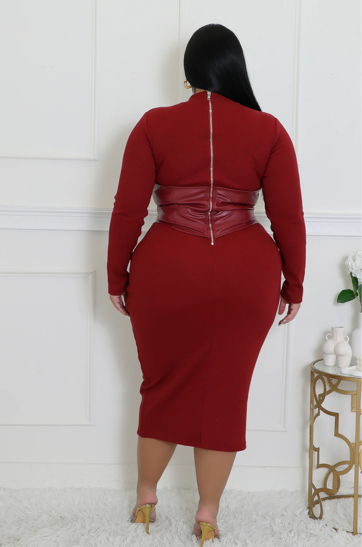 She's Snatched Dress_Burgundy