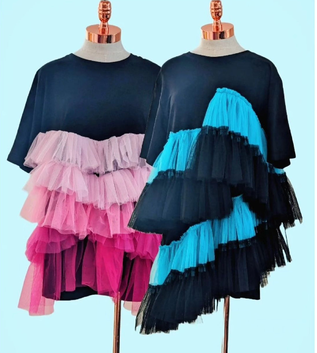 Tulle for You Dress/Tunic Top_Blue Black