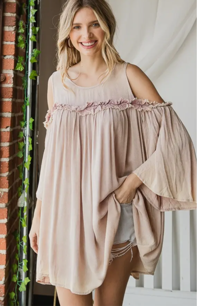 Tanga Cold Shoulder Ruffle Top