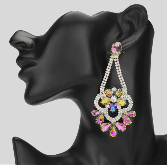 Silver AB Crystal Earrings