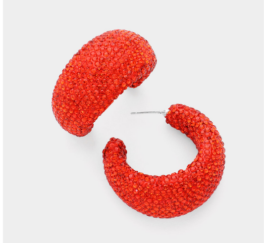 Bling Studded Hoop Earrings_Orange