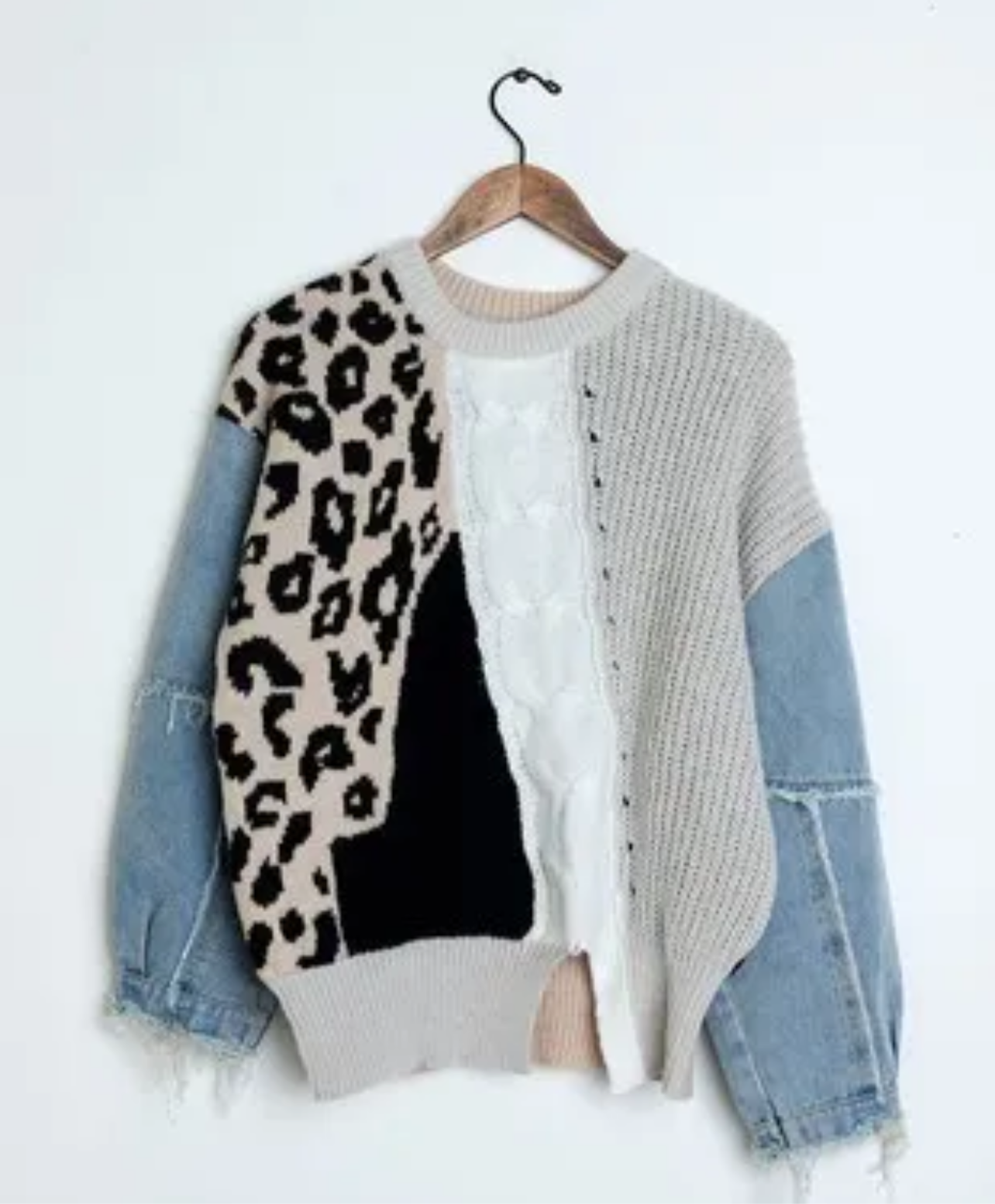 Nothing Simple Knit & Denim Sweater