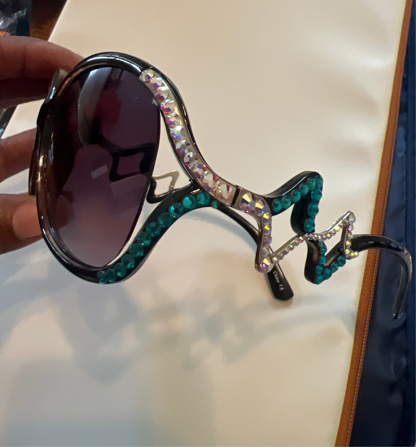 Rhinestone Sunglasses Teal &AB Rhinestone Design