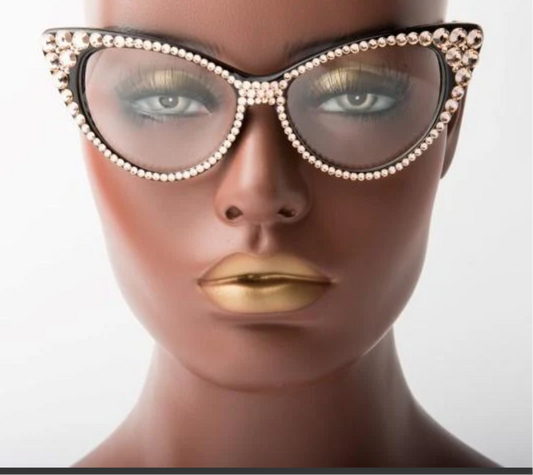 Celebrity Rhinestone Cat Clear Lens _Rose Gold