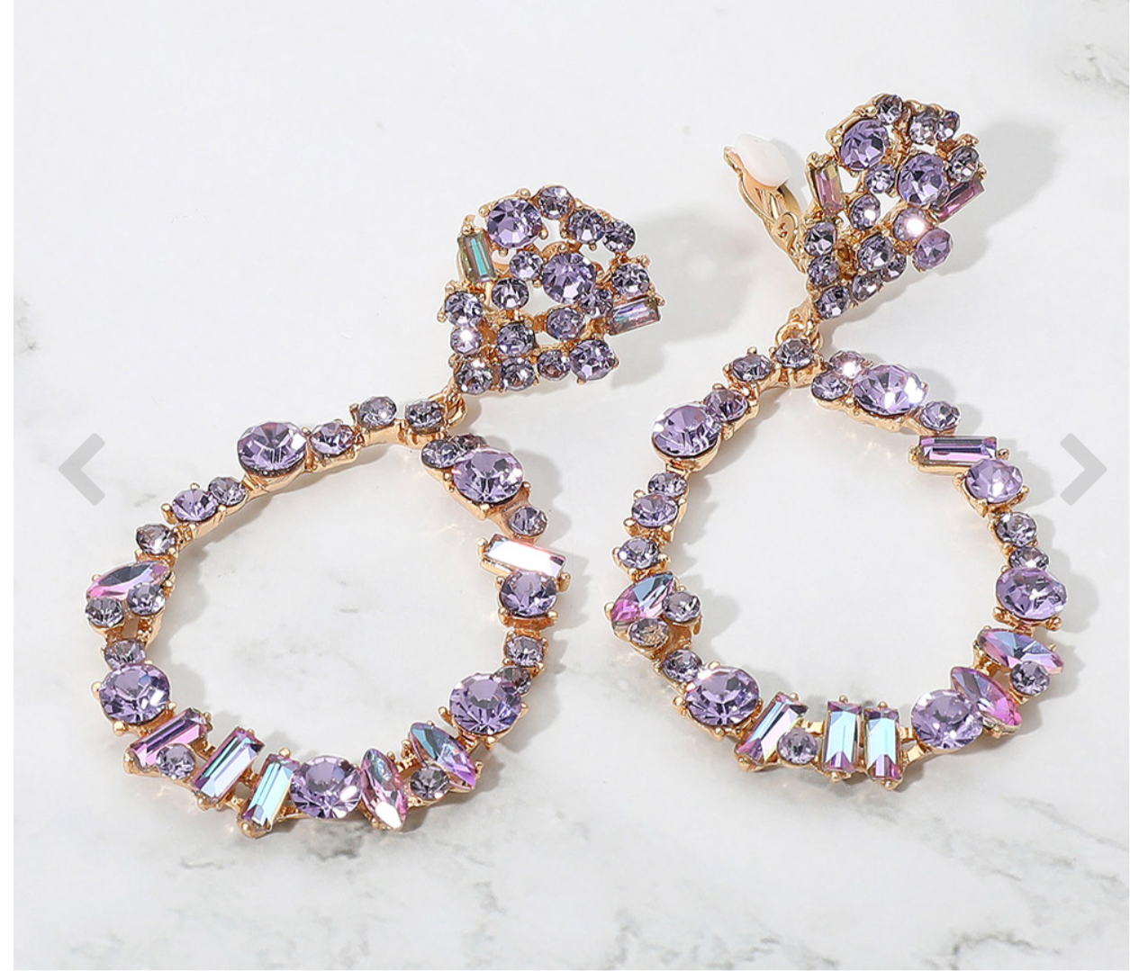 Bold Mixed Shaped Stone  Embellished Dangle Clip On Earrings