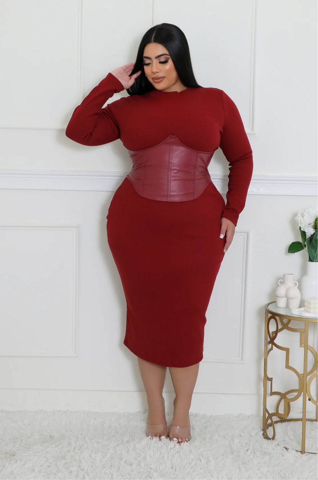 She's Snatched Dress_Burgundy