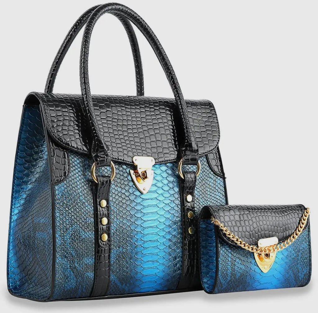 For Her Embossed Tote Bag Set_Blue