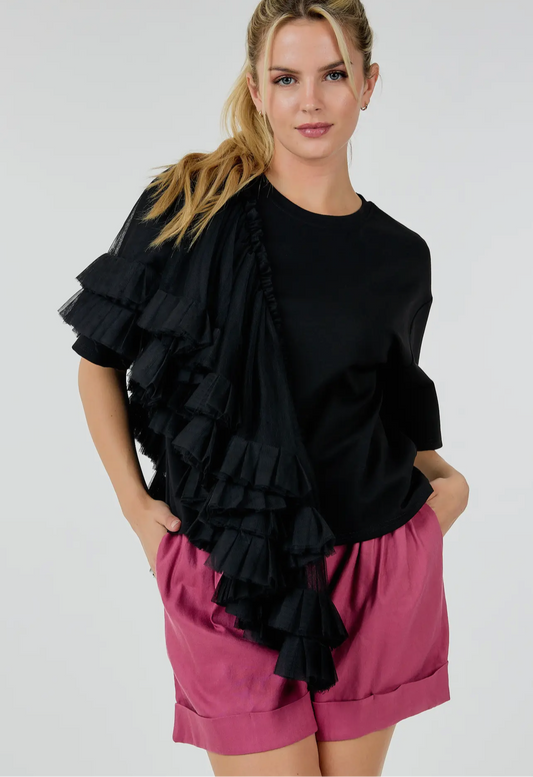 Roberta Barbie Pink Tulle Top in Black