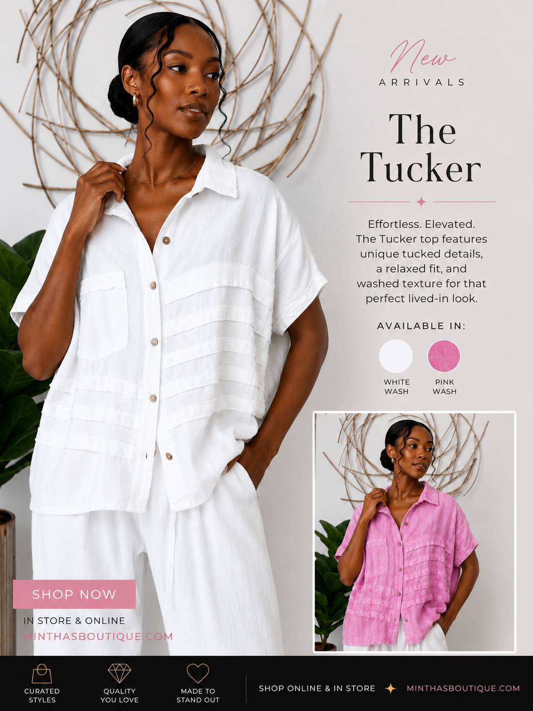 WASHED TUCKER DETAIL BUTTON FRONT SLEEVELESS SHIRT