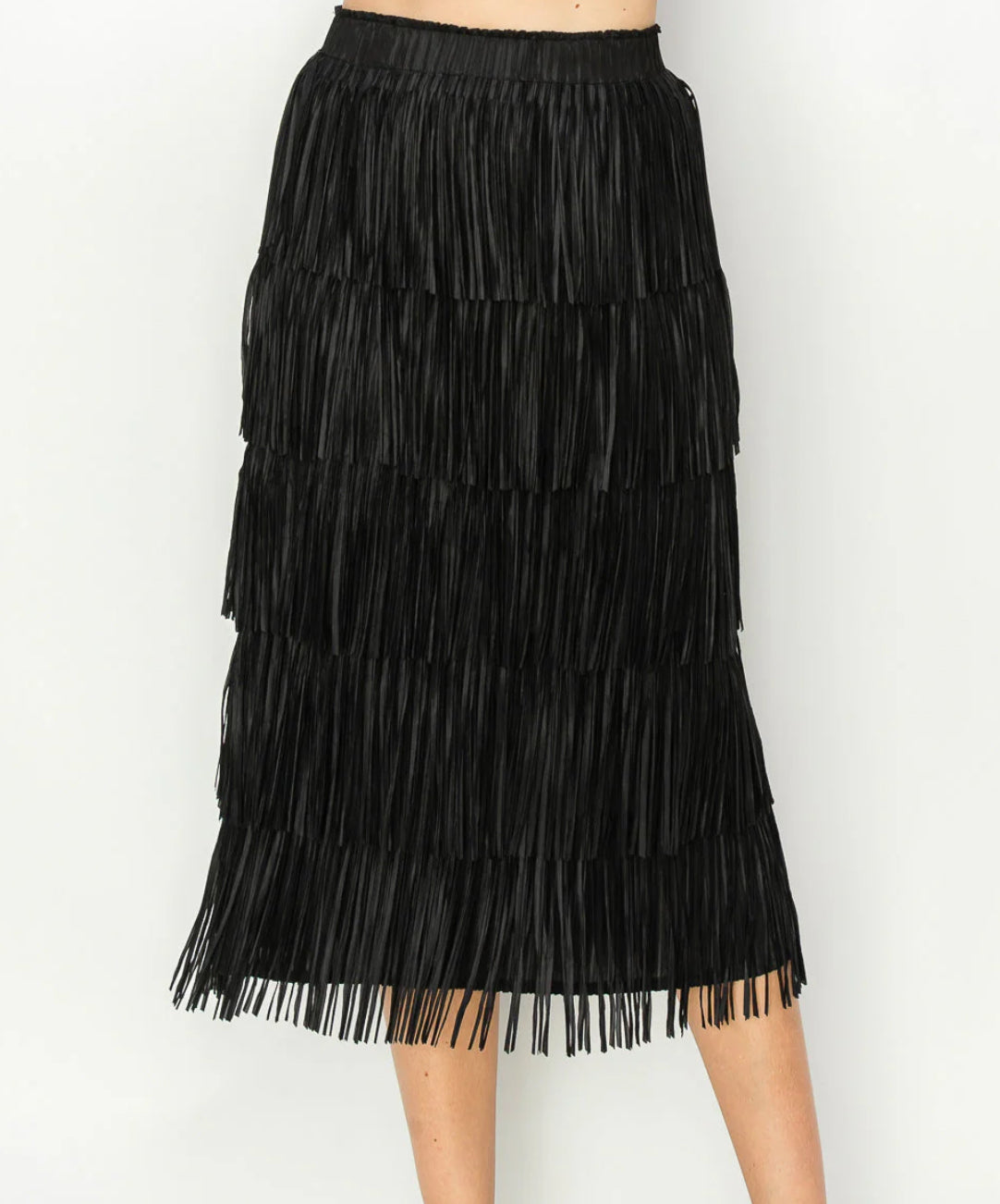 Jayleen Black Fringe Skirt