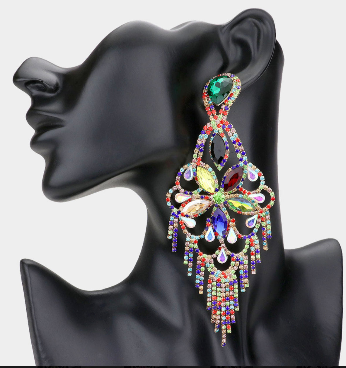 Multi Color Marquise Stone Chandelier Earrings