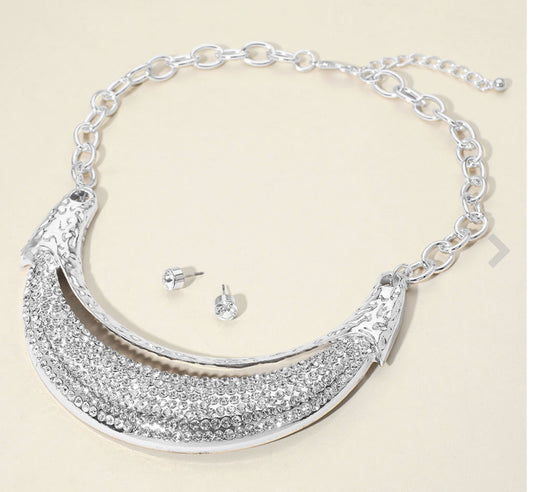 Bold Rhinestone Paved Statement Necklace