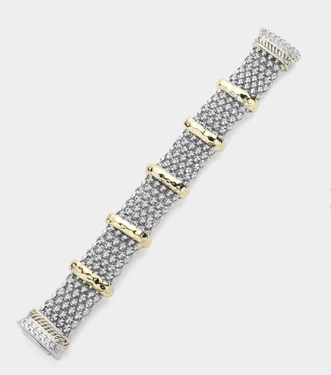 Two Tone Metal Caviar Bold Magnetic Bracelet