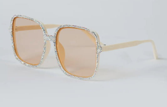FLOSSY RHINESTONE SQUARE SUNGLASSES